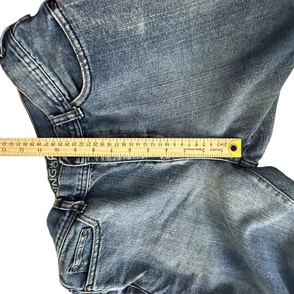 Ring Of Fire Jeans Boy Teen 18 Blue Denim Distress Straight Leg W27 L27 med wash - Picture 9 of 14